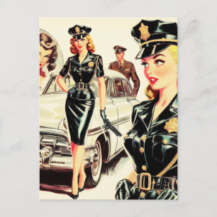 Retro Pulp Cop Girl Postcard
