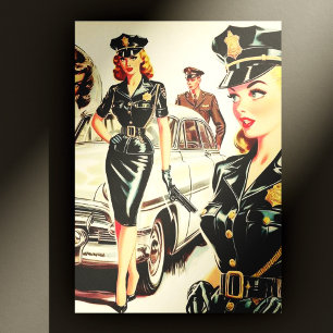 Retro Pulp Cop Girl Postcard