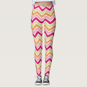 Retro Pulse: Multi-Color Zig-Zag Chevron Leggings