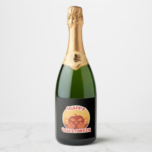 Retro Pumpkin Halloween Vintage Art Fall Happy Sparkling Wine Label