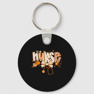 Retro Pumpkin Nurse Life Stethoscope Fall Autumn F Key Ring