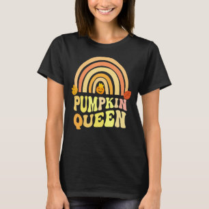 Retro PUMPKIN QUEEN Rainbow Carver Lady Fall Carvi T-Shirt