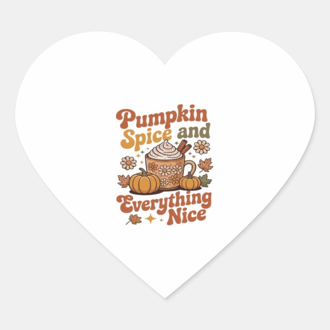 Retro Pumpkin Spice Everything Nice Classic T-Shir Heart Sticker (Front)