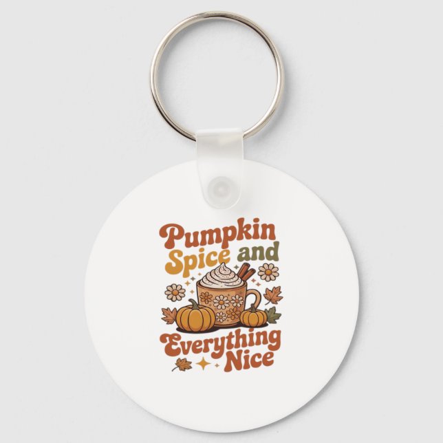 Retro Pumpkin Spice Everything Nice Classic T-Shir Key Ring (Front)