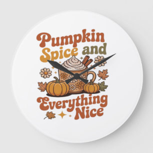 Retro Pumpkin Spice Everything Nice Classic T-Shir Large Clock