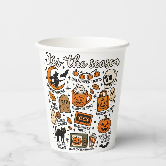 Retro Pumpkin Spice Fall Paper Cups (Front)