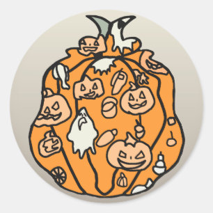 Retro Pumpkin Spooks and Halloween Treats! Classic Round Sticker