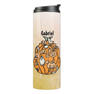 Retro Pumpkin Spooks and Halloween Treats! Thermal Tumbler