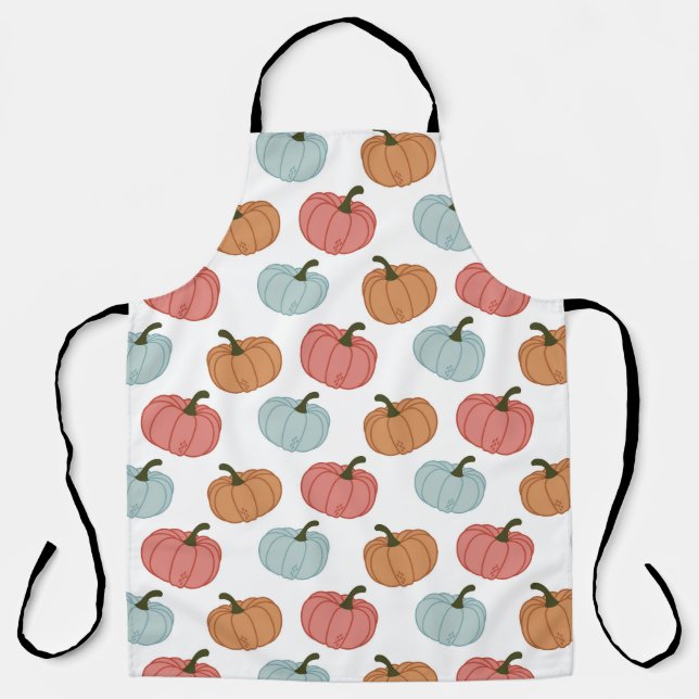 Retro Pumpkin Thanksgiving Seamless Pattern Apron (Front)