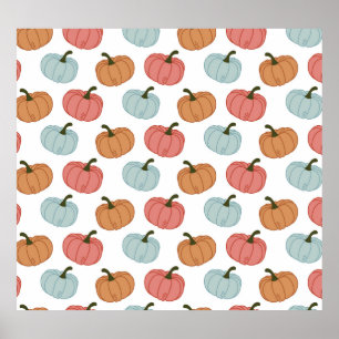 Retro Pumpkin Thanksgiving Seamless Pattern Poster