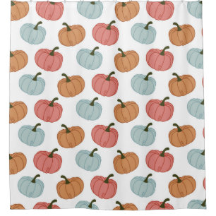 Retro Pumpkin Thanksgiving Seamless Pattern Shower Curtain