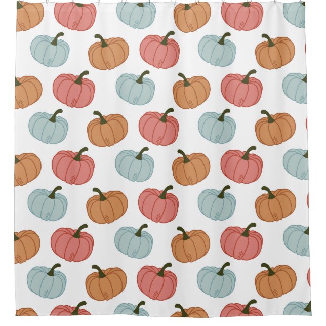 Retro Pumpkin Thanksgiving Seamless Pattern Shower Curtain (Front)