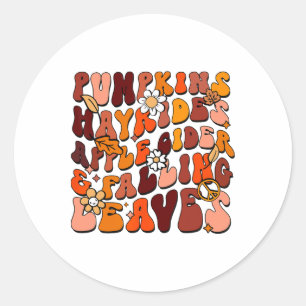 Retro Pumpkins Hayrides Apple Cider And Falling Le Classic Round Sticker