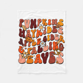 Retro Pumpkins Hayrides Apple Cider And Falling Le Fleece Blanket