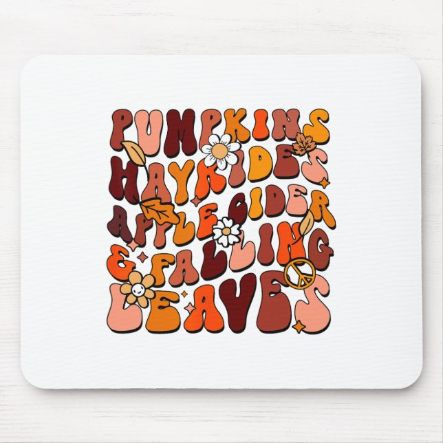 Retro Pumpkins Hayrides Apple Cider And Falling Le Mouse Mat (Front)