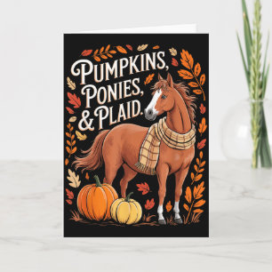 Retro Pumpkins Ponies & Plaid Horses Autumn Card