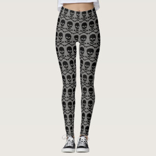 retro punk crossbones & skull design for leggings