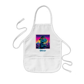 Retro Punk Dinosaur Kids Apron