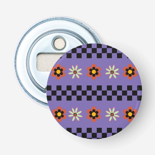 Retro Punk Flowers Bottle Opener (Front)