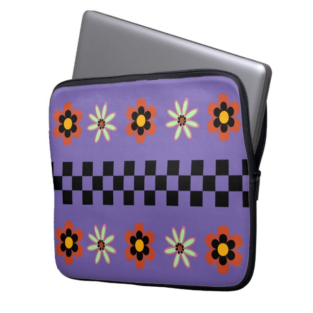 Retro Punk Flowers Laptop Sleeve (Front Left)