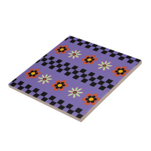 Retro Punk Flowers Tile