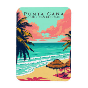 Retro Punta Cana Souvenir Dominican Republic Beach Magnet