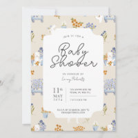 Retro Puppy Dog Floral Flower Shop Baby Shower
