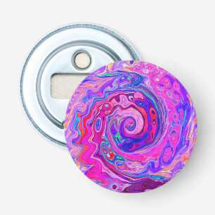 Retro Purple and Orange Abstract Groovy Swirl Bottle Opener