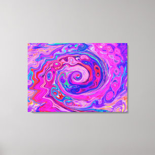 Retro Purple and Orange Abstract Groovy Swirl Canvas Print