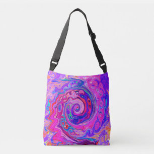 Retro Purple and Orange Abstract Groovy Swirl Crossbody Bag
