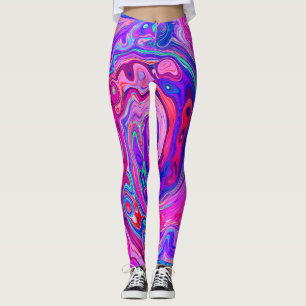 Retro Purple and Orange Abstract Groovy Swirl Leggings