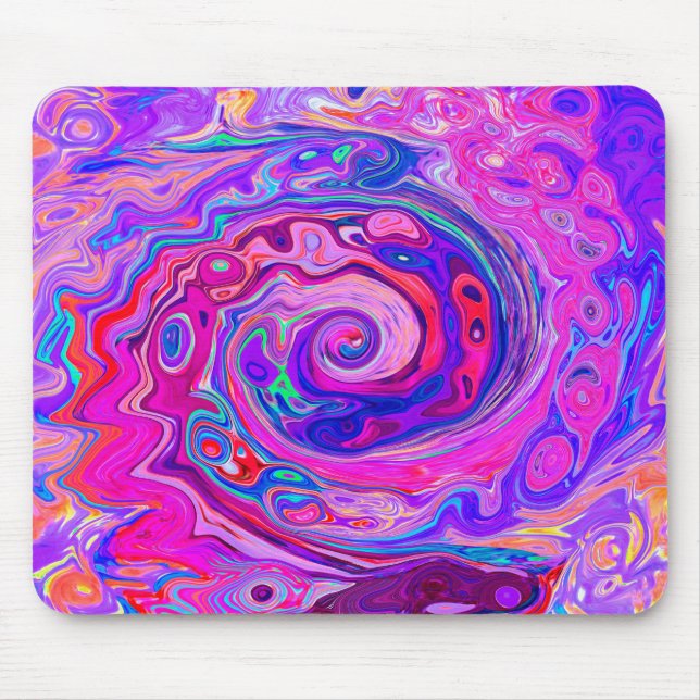 Retro Purple and Orange Abstract Groovy Swirl Mouse Mat (Front)