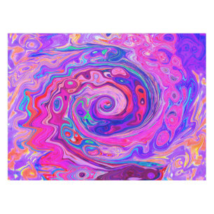 Retro Purple and Orange Abstract Groovy Swirl Tablecloth