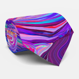 Retro Purple and Orange Abstract Groovy Swirl Tie