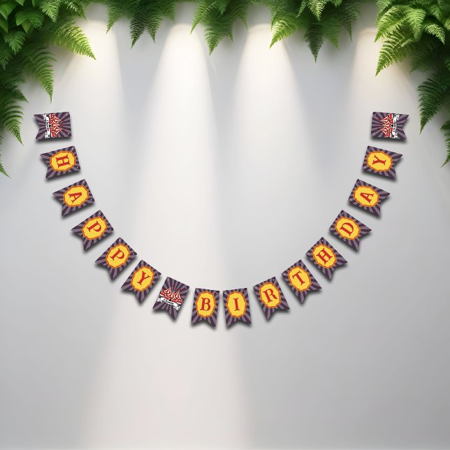 Retro Purple Big Top Cartoon Circus Happy Birthday Bunting (Creator Uploaded)