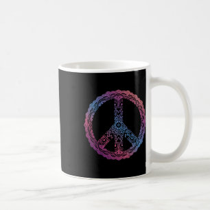 Retro Purple Boho Yoga Ornate Mandala Peace Sign H Coffee Mug