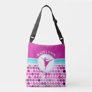 Retro Purple Circles Ballet Dancer by Golly Girls Crossbody Bag
