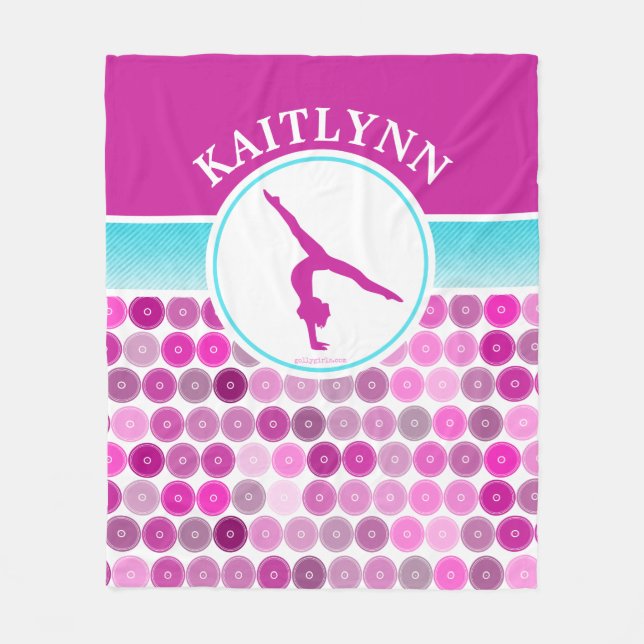 Retro Purple Circles Gymnastics by Golly Girls Fleece Blanket (Front)