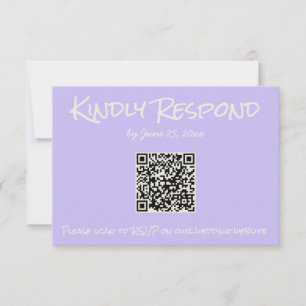 Retro Purple Colourful Pastel QR Code Wedding RSVP Card