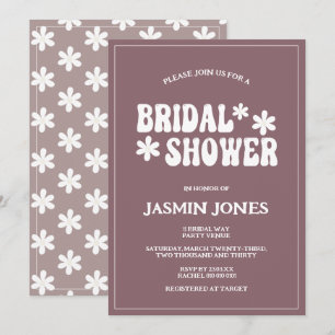 Retro Purple Daisy Flower Bridal Shower Invitation
