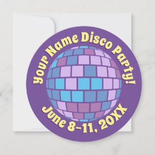 Retro Purple Disco Ball PERSONALIZED Invitation