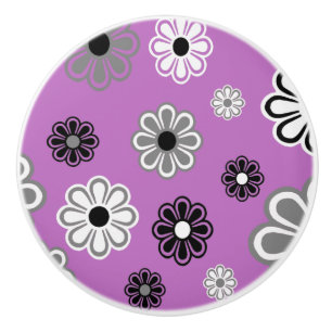 Retro Purple Flower Power ceramic knob