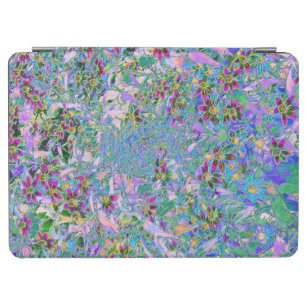 Retro Purple, Green and Blue Wildflowers on Pink iPad Air Cover