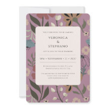 Retro purple, green, brown floral, wedding