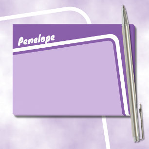 Retro Purple Lavender Angled Arch Personalised Post-it Notes