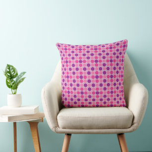 Retro Purple Lilac Dots Geometric Pattern Cushion