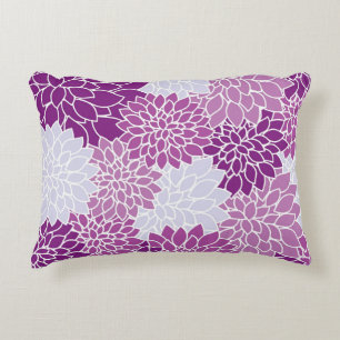 Retro Purple Lilac Grey Dahlia Decorative Cushion