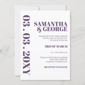 Retro Purple Modern Wedding Invitation