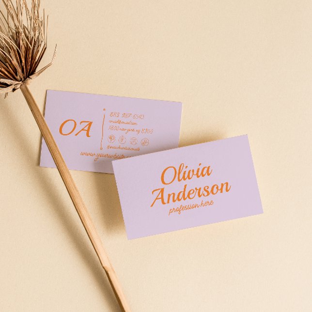 Retro Purple Orange Colourful Groovy Bold Trendy Business Card (Creator Uploaded)