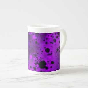 Retro Purple Paint Splatter  Bone China Mug